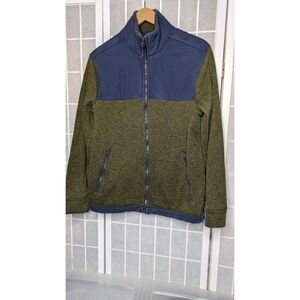 Goodfellow Co Men's Full Zip Forest Ranger Green Fleece Colorblock Jacket Medium